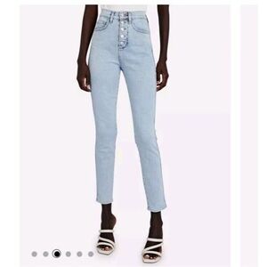 Veronica Beard Maera High Rise Skinny Jeans Size 25 Exposed Button Fly Sky Wash